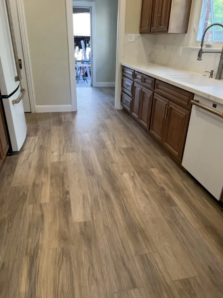 Wood look flooring running down a hallway